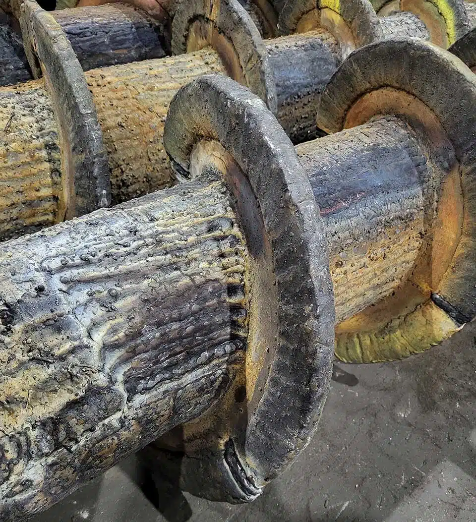 Hand laid overlay shredder wear parts